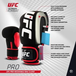 UFC PRO WASHABLE FITNESS GLOVES (BLACK/WHITE) - Image 4